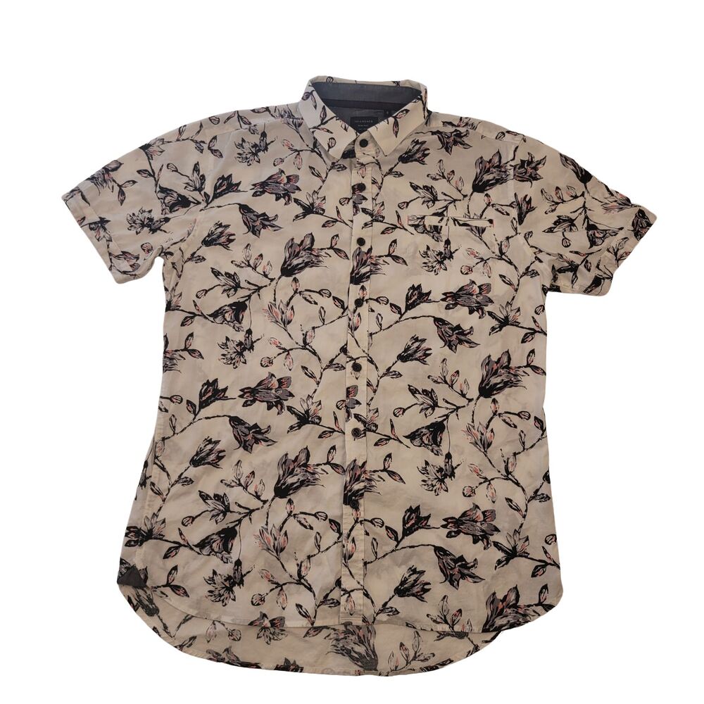 7Diamonds Floral Button Up Shirt Mens Small Short Sleeve Casual Modern